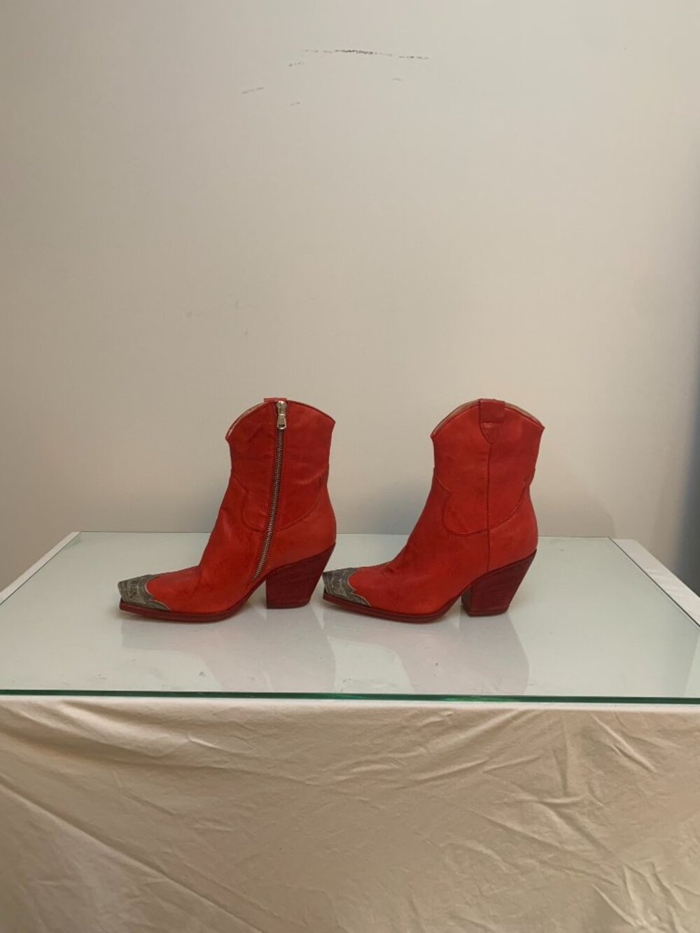 Free People Brayden Western Leather Boots Red - US 6 - Picture 12 of 14